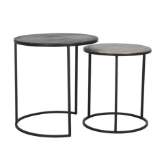 SIDE TABLE LATCA RAW DARK ANTIQUE SET OF 2 